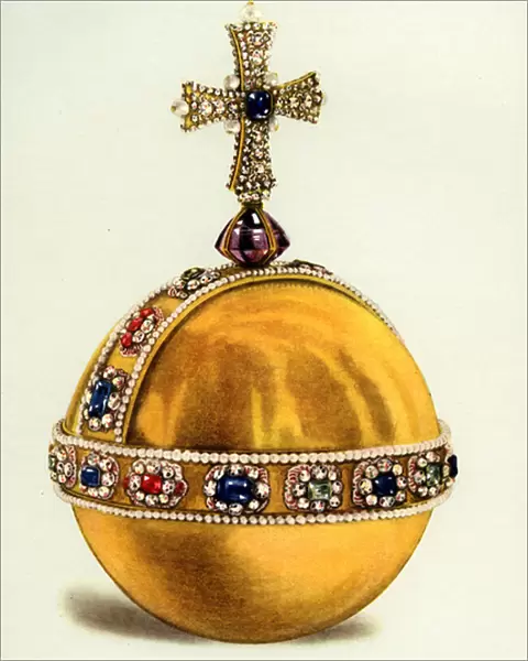 The Kings Orb from the Crown Jewels of England, 1919 (colour litho)