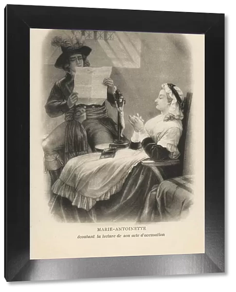 Marie Antoinette listening to her charges (litho)