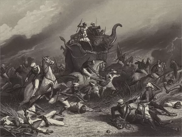 Defeat of the Peishwas army before Jhansi by General Rose, 1 April 1858 (engraving)