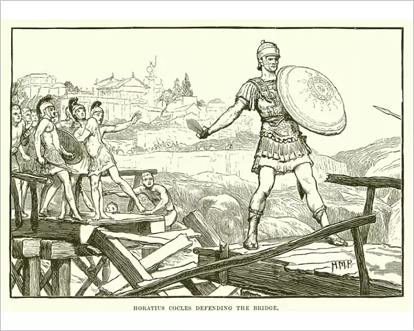 Horatius Cocles defending the bridge (engraving)