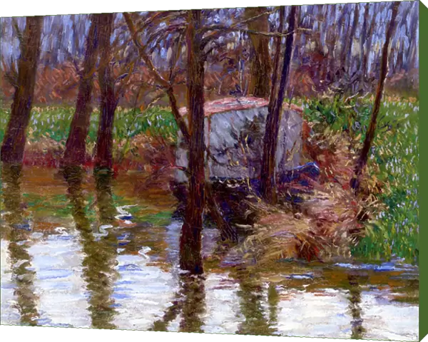 The River Epte with Monets Boat-Atelier, c. 1887-90 (oil on canvas)
