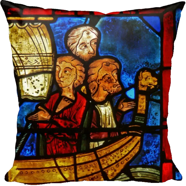 Detail from a window depicting scenes from the life of St