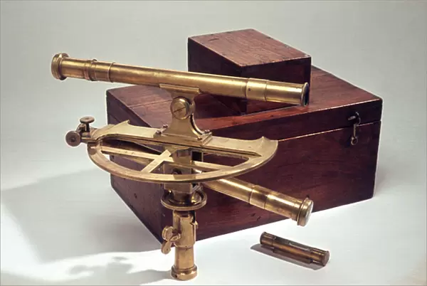 Graphometer in fitted wooden case, c. 1830 (brass, wood & glass)