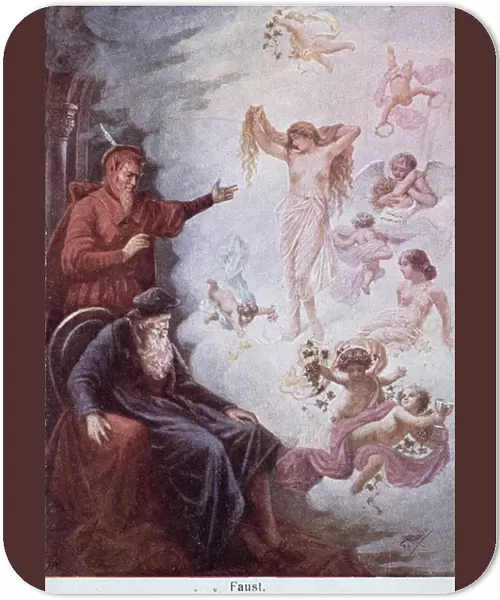 Postcard depicting the temptation of Faust by Mephistopheles, c. 1905 (colour litho)