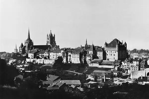 View of Lausanne, c. 1856-60 (b  /  w photo)