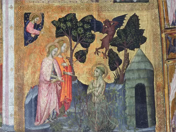 St Francis Throws Himself into the Thorny Brambles, fresco from the Porziuncola, 1393 (fresco)