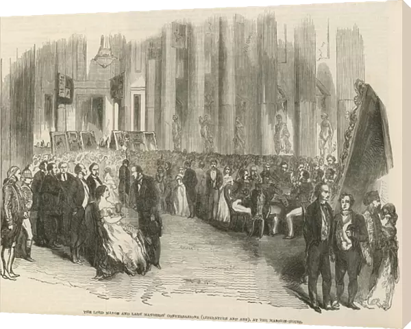 The Lord Mayor and Lady Mayoress conversation about literature and art at the Mansion House (engraving)