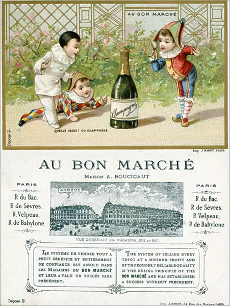 What Luck! a Bottle of Champagne; front and reverse of a promotional card for