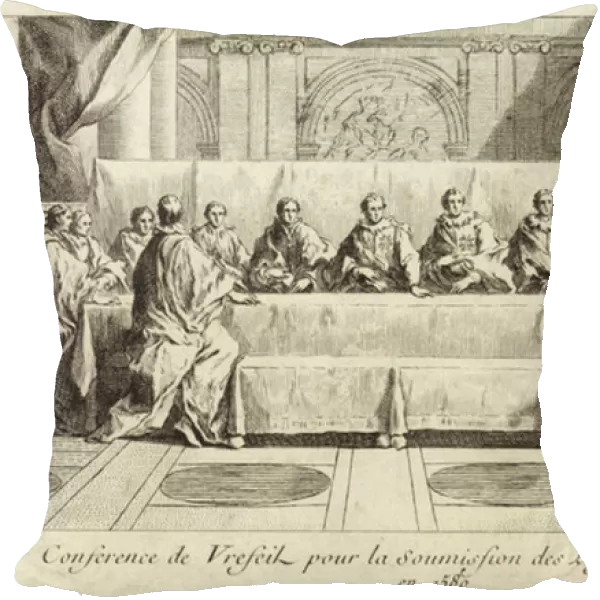 Conference for the submission of members of the Catholic League in Languedoc, 1580 (engraving)
