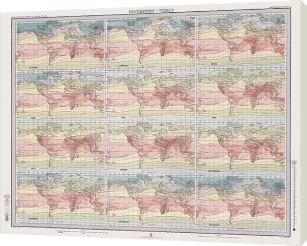 Isotherms, World (colour litho)