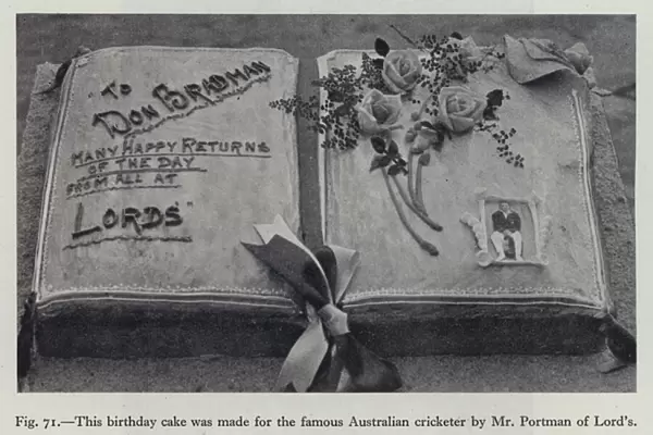 This birthday cake was made for the famous Australian cricketer by Mr Portman of Lords (b  /  w photo)