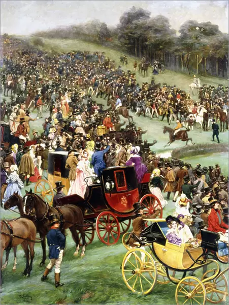 The Steeplechase, (oil on canvas)