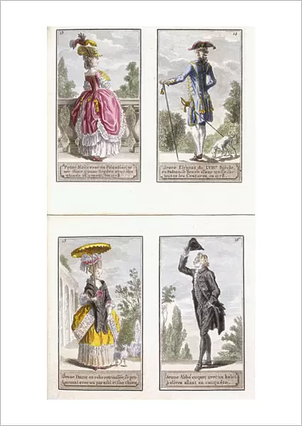 Plates 13-16 from an almanac of contemporary French fashion