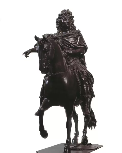 Equestrian portrait of king of France Louis XIV (bronze sculpture, 17th century)