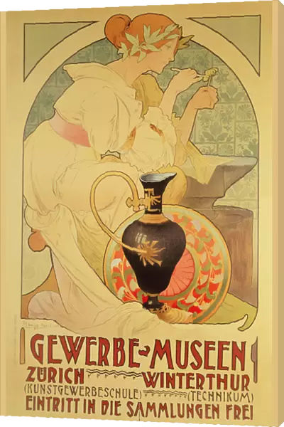 Poster Advertising the Gewerbe Museen, Zurich (colour litho)