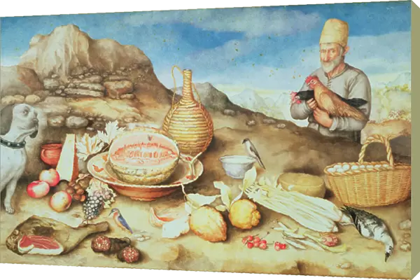 Still Life with Peasant and Hens
