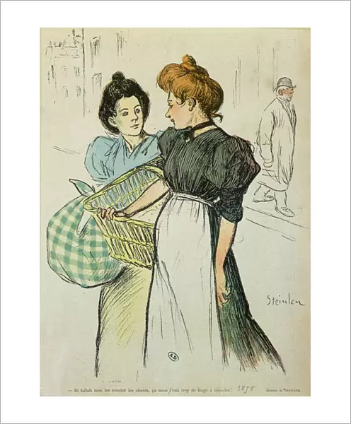 Two Washerwomen, 1898 (colour litho)