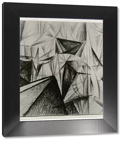 Rayonnist Composition (Rhythmic Composition), 1915 (charcoal on paper) (b  /  w photo)