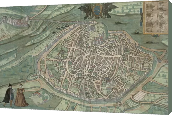 Map of Avignon, from Civitates Orbis Terrarum by Georg Braun (1541-1622