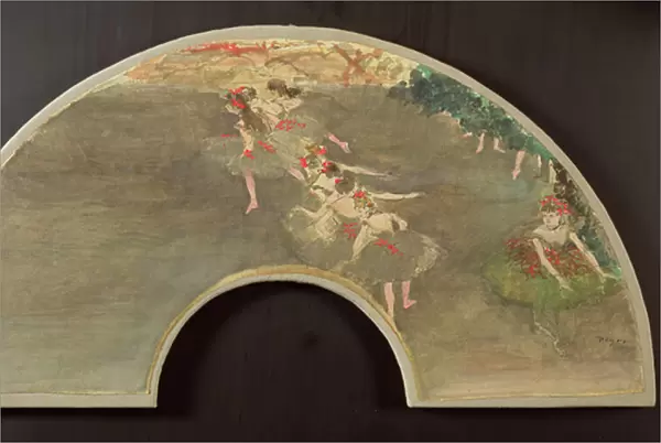Ballet dancers, design for a fan (gouache on canvas)