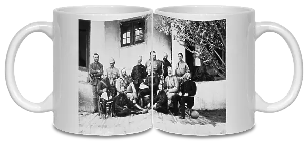 Group portrait of soldiers in the 2nd Afghan War, Kooram, 1879 (b  /  w photo)
