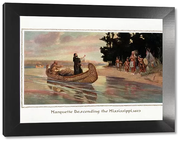 Marquette Descending the Mississippi River, 1914 (screen print)