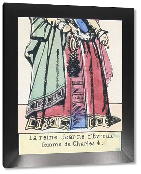 La reine Jeanne d Evreux, femme de Charles 4 (coloured engraving)