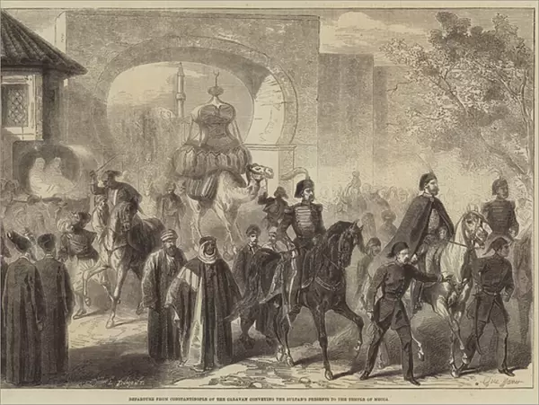 Departure from Constantinople of the Caravan conveying the Sultans Presents to the Temple of Mecca (engraving)
