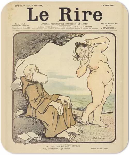The Temptation of St Anthony, Illustration for Le Rire (colour litho)