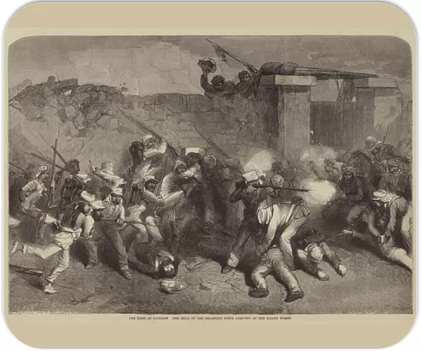 The Siege of Lucknow, the Head of the Relieving Force arriving at the Bailey Guard (engraving)