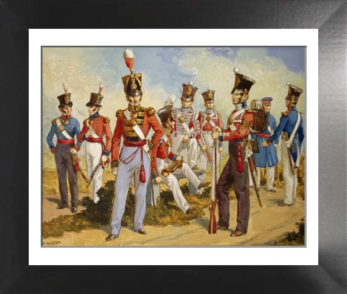 Framed Print : Fine Art Print: Royal Marines Uniforms 1815-1850, c.1924