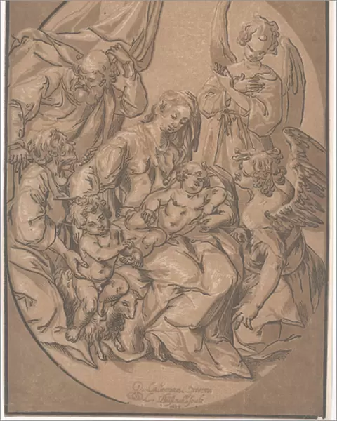 The Holy Family with the Infant St. John, in an Oval, c. 1623 (woodcut)