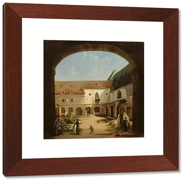 The convent courtyard of Petits-Augustins in Paris, c. 1818 (oil on canvas)