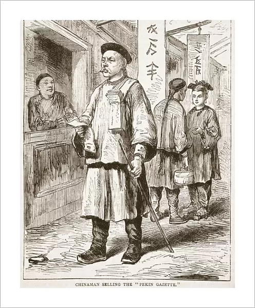 Chinaman selling the Pekin Gazette, illustration from Cassell