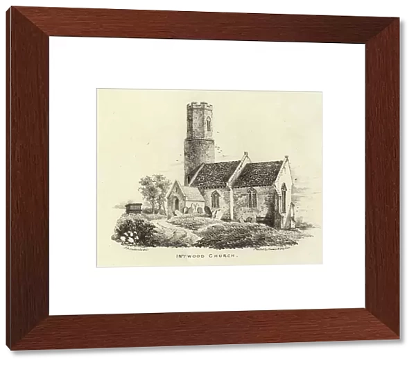 All Saints Church in the village of Intwood (litho)