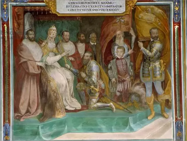 Pier Luigi Farnese appointed Commander of the Pontifical Army by his father Pope Paul III