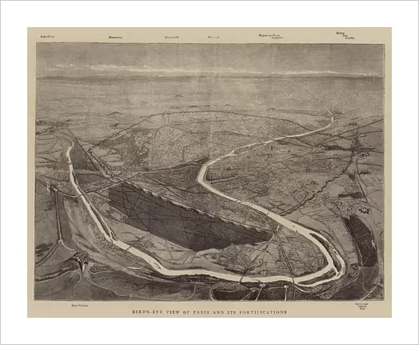 Bird s-Eye View of Paris and its Fortifications (engraving)