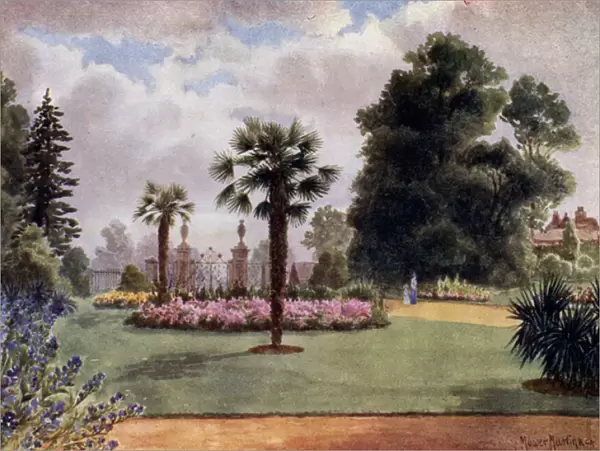 Kew Gardens: The Palm Trees and Main Gate (colour litho)