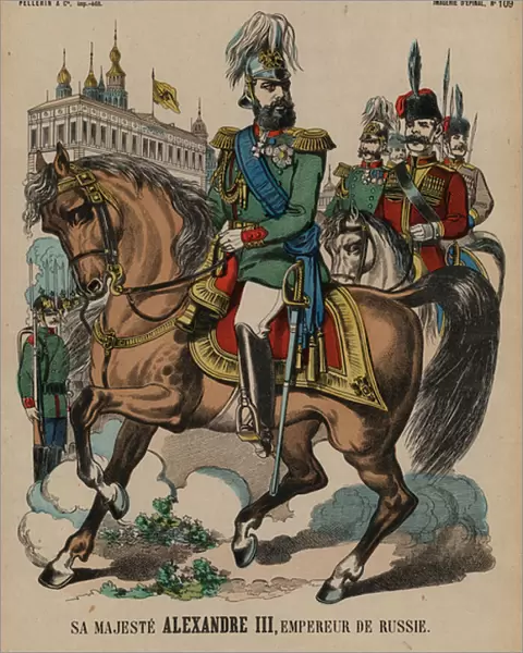 Alexander III, Tsar of Russia (coloured engraving)