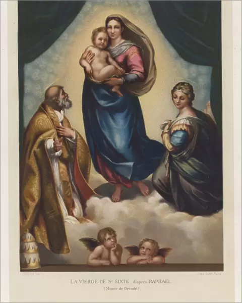 La Vierge De St Sixte, d apres Raphael, Musee de Dresde (chromolitho)