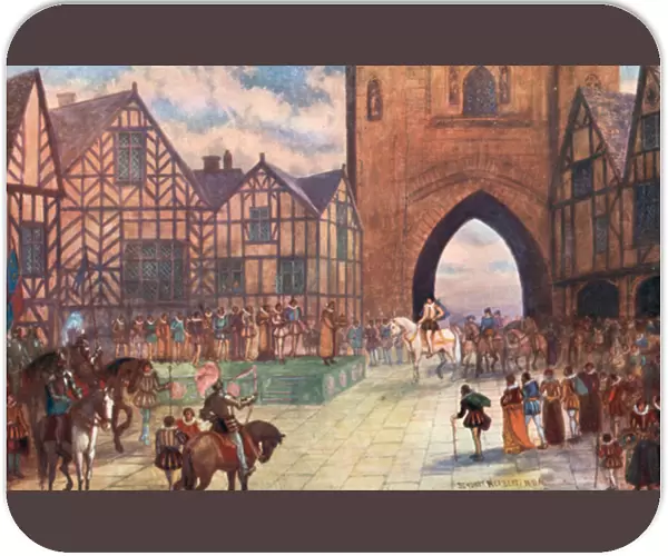 Visit of King James I to Chester, 1617 AD (colour litho)