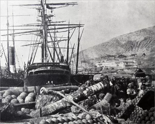 The Ordnance Wharf, Balaclava, 1855 (b  /  w photo)