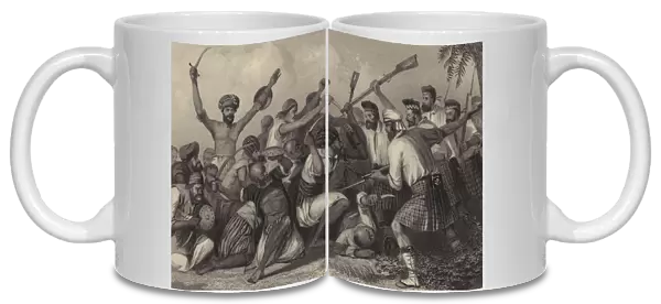 Conflict between Ghazis and Highlanders before Bareilly, 6 May 1858 (engraving)