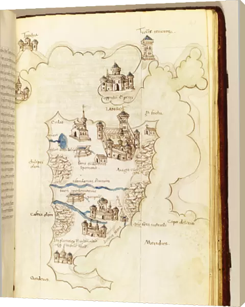 Map, illustration from The Liber Insularum Archipelagi (vellum)