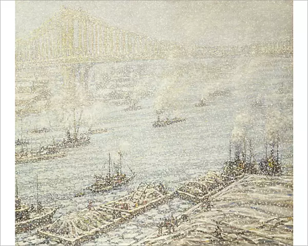 East River, New York, Winter, c. 1915 (oil on canvas)