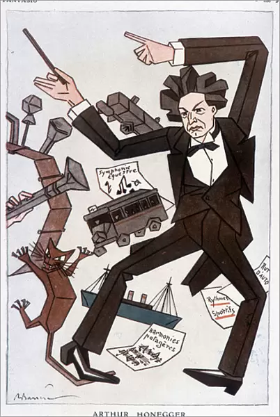 Cartoon by Arthur Honegger 'Prince of the Fauves of Music'