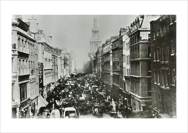 Cheapside, looking east to Bow Church, City of London, 1880 (b  /  w photo)