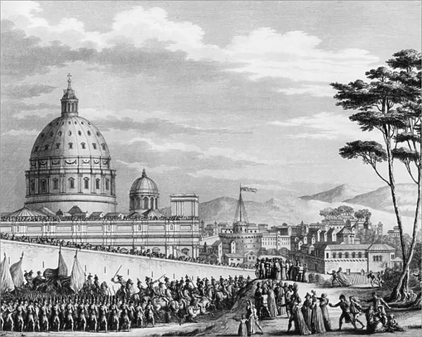 French Revolution: Triumphant entry of the French into Rome in Italy in February 1798 led
