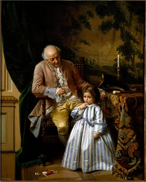 The reprimand. A little girl gets scolded because she broke her doll