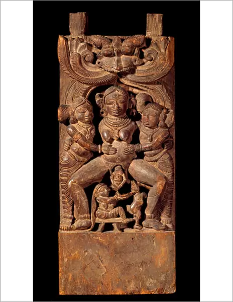 Indian art: representation of Mahamai, mother goddess, giving birth